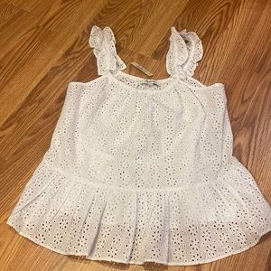 NWT Madewell White Eyelet Tank Top 00
